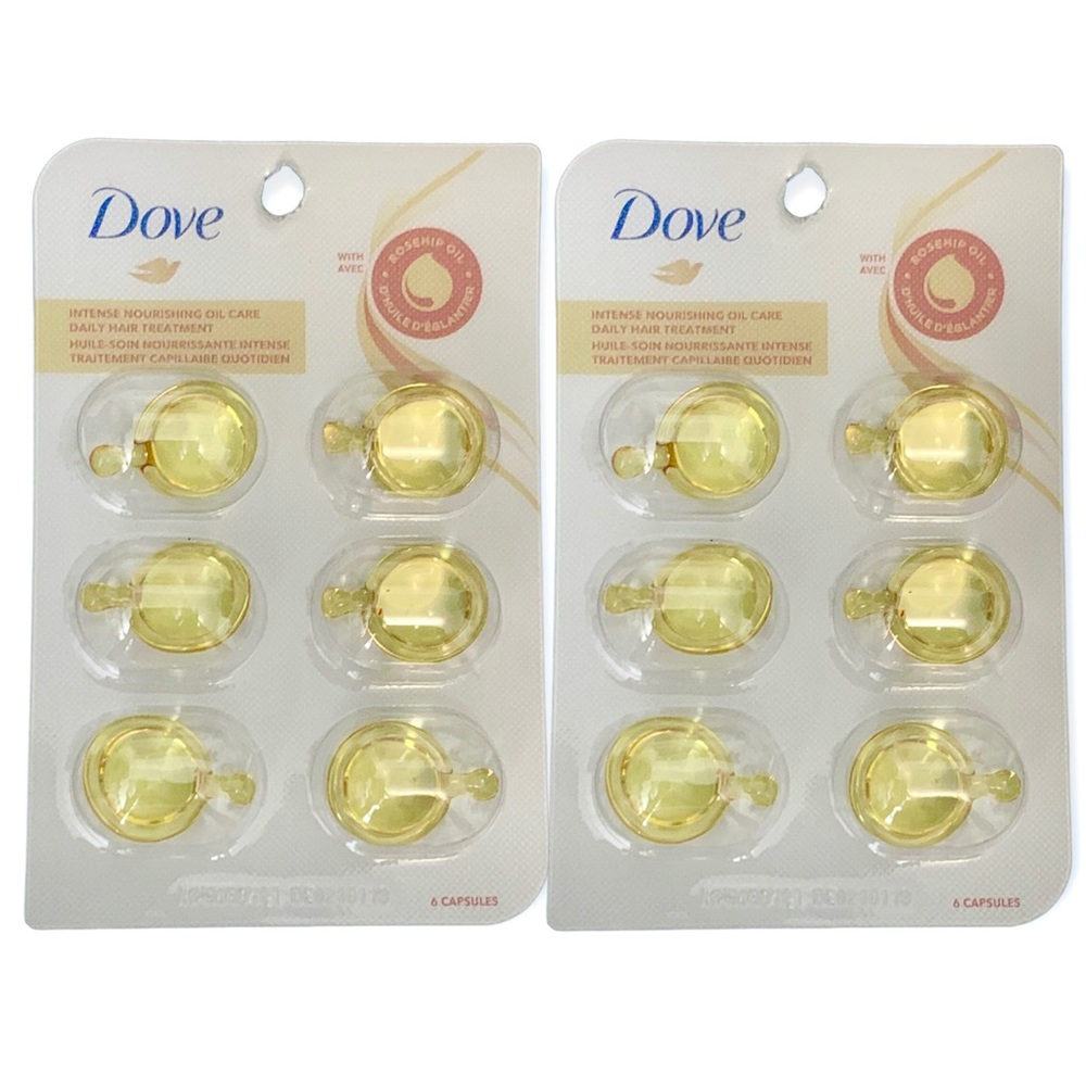 2 Pack Dove Intense Nourishing Oil Care Hair Treatment Rosehip 12 Caps Total NEW